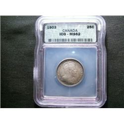 1903 25¢ ICG MS62.  A dusty colored ton