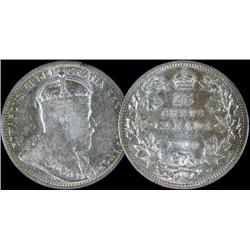 1904 25¢  AU50.  Much lustrous, edge cu