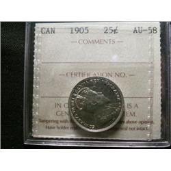 1905 25¢ ICCS AU58. Superbly struck wit