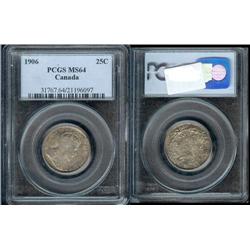 1906  25¢  PCGS MS64.  Attractive autu