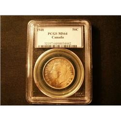 1948  50¢  PCGS MS64PQ.  Superb  toning