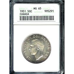 1951 50¢  ANACS MS65. Flashy original l