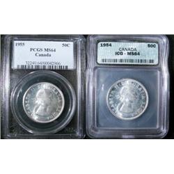 Lot of 2 coins including 1954 ICG MS64