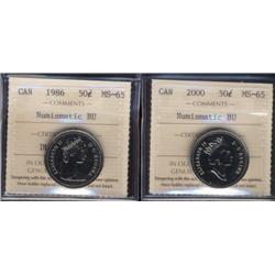 1986, 2000  50¢  ICCS MS65 Numismatic B
