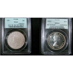 1951, 1953 NSF $1 both coins are graded
