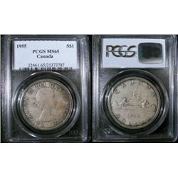 1955  $1  PCGS MS65PQ.  Seldom offered