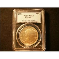 1956  $1  PCGS  MS64. Light tone over f