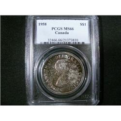 1958  $1  PCGS MS66PQ.  Superb intense