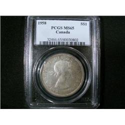 1958  $1  PCGS MS65.  Medium gold and r