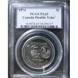 1974  $1 Double Yoke ICCS PL65/PCGS PL6