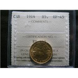 1914  $5  Gold   ICCS EF45 Nice Excelle