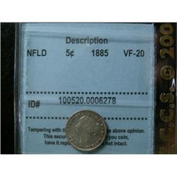 Newfoundland 1885 5¢  CCCS VF20.   Ligh