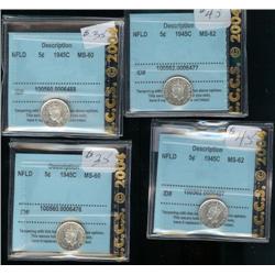 Lot of 4 CCCS graded coins  Newfoundlan