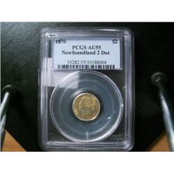 Newfoundland $2 Gold 1870 2 Dot  PCGS A