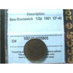 New Brunswick 1861 1/2¢  CCCS EF40.  Da