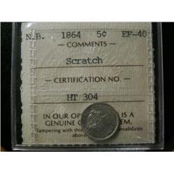 New Brunswick 1864 5¢  ICCS EF40 Scratc