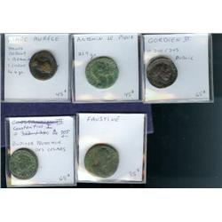 Lot of 5 different ancient coins,  all