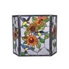 Image 2 : Tiffany-style Stained Glass Sunflower & Hummingbird Fireplace Screen