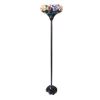 Image 2 : Tiffany Style Stained Glass Floral Design Torchiere Lamp