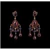 Image 1 : Ralph Lauren 54.06 ctw Multi Gemstone and Diamond Earrings - 18KT Rose Gold