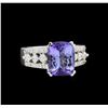 4.36 ctw Tanzanite and Diamond Ring - 14KT White Gold