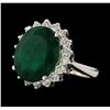 6.88 ctw Emerald and Diamond Ring - 14KT White Gold