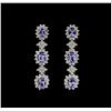 4.48 ctw Tanzanite and Diamond Earrings - 14KT White Gold