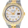 Image 2 : Rolex Mens 2 Tone White Diamond 3 ctw Channel Set Datejust Wriswatch