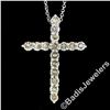 Image 2 : New 14kt White Gold 1.52 ctw Fancy Colored Round Diamond Cross Pendant Necklace