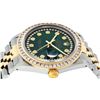 Image 4 : Rolex Mens 2 Tone Green String Princess Cut Diamond Datejust 26MM Wristwatch