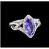 1.75 ctw Tanzanite and Diamond Ring - 14KT White Gold