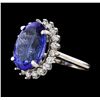 12.58 ctw Tanzanite and Diamond Ring - 14KT White Gold