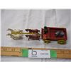 Image 2 : Rare cast metal wagon, horses, and man toy (made in England, total length 7 1/2" long)