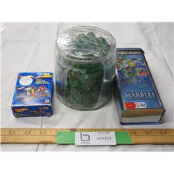 Lot of marbles and Hot Wheels puzzle