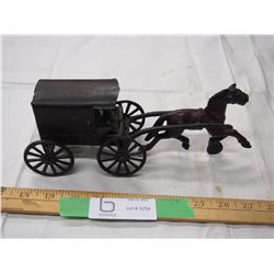 Cast iron horse and carriage toy (total length 10" long)