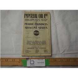 1931 Imperial Oil LTD highway map of prairie provinces and adjacent states