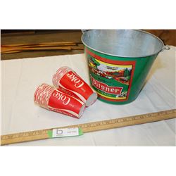 NOS Coke cups, Pilsner bucket