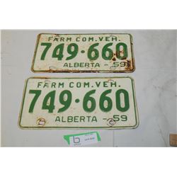 License plate 1959 Alberta set
