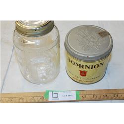 Nabob jar and tobacco tin