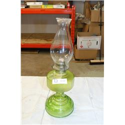 Green Depression oil lamp
