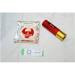 Olympia flashlight / red & white ashtray