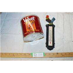 Cast thermometer / tobacco tin