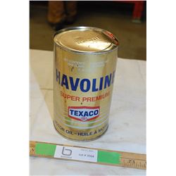 Full Texaco Havolin tin quart
