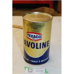 Full Texaco Havolin Quart oil tin