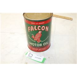 Empty Falcon quart oil tin