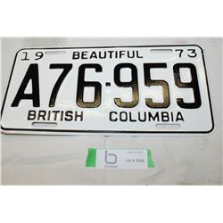 B.C. license plate 1973