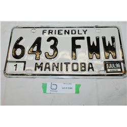 1996 Manitoba license plate