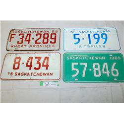 4 Sask license plates