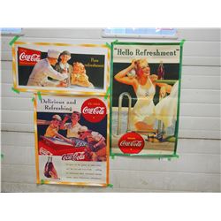 (3) Coca Cola posters