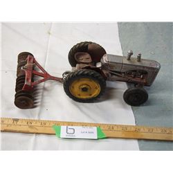 Massey Harris Lincoln model 1/16 scale tractor and metal drag disc